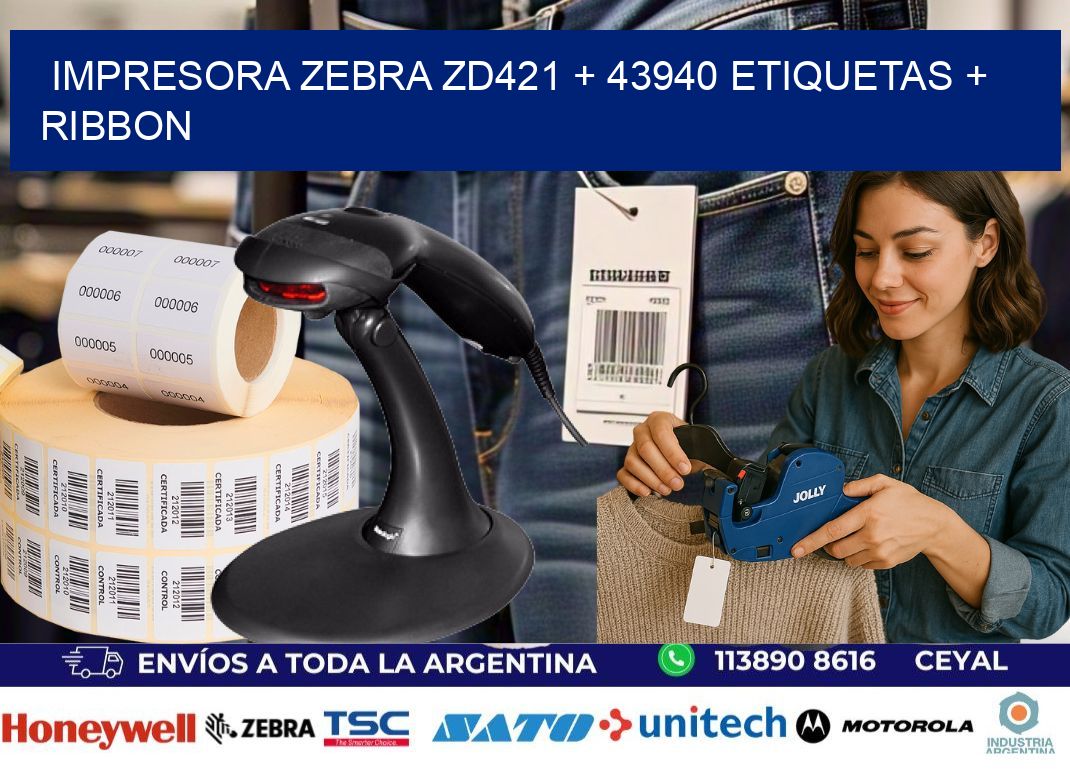 impresora zebra zd421 + 43940 etiquetas + ribbon
