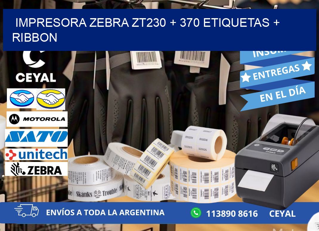 impresora zebra zt230 + 370 etiquetas + ribbon
