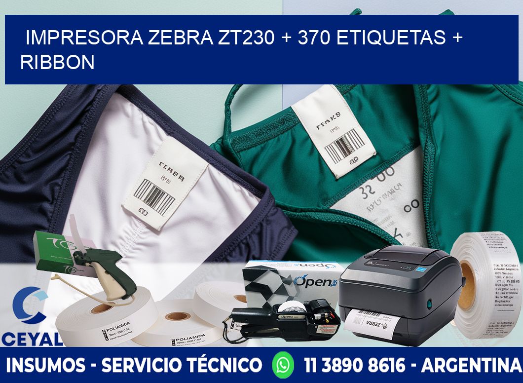 impresora zebra zt230 + 370 etiquetas + ribbon
