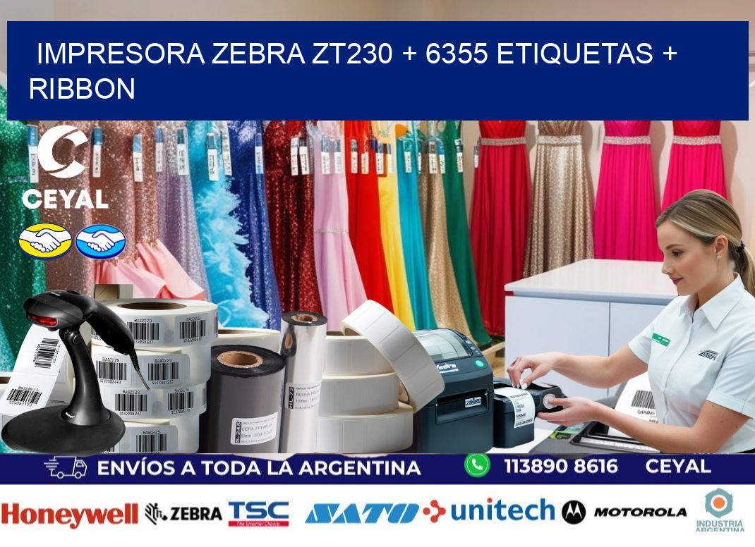 impresora zebra zt230 + 6355 etiquetas + ribbon