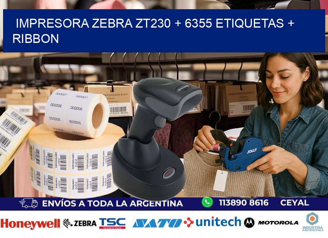 impresora zebra zt230 + 6355 etiquetas + ribbon
