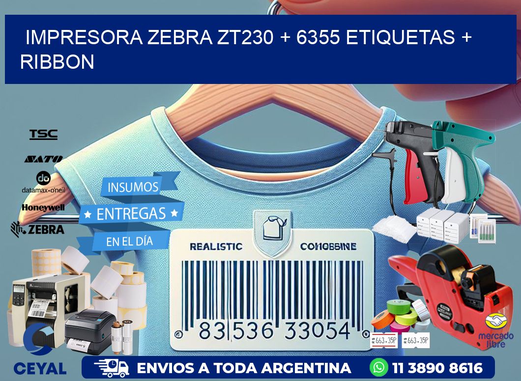 impresora zebra zt230 + 6355 etiquetas + ribbon