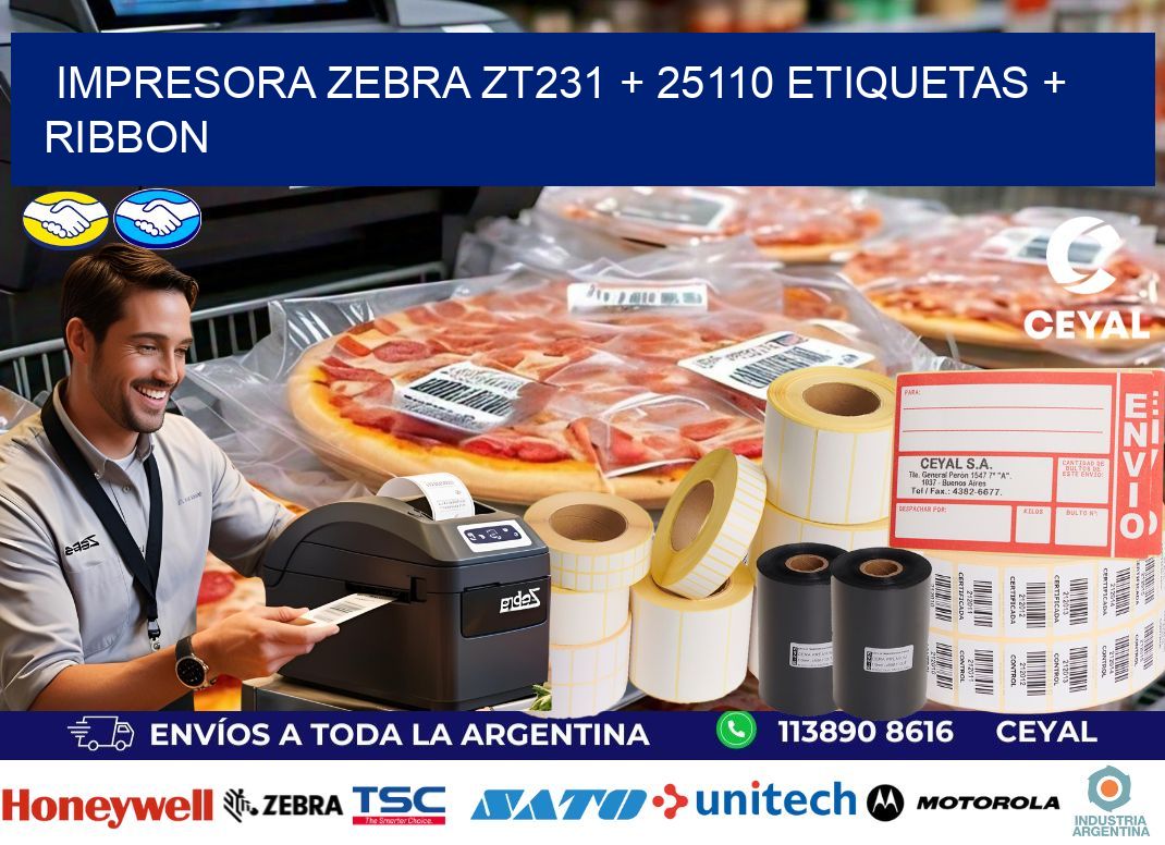 impresora zebra zt231 + 25110 etiquetas + ribbon