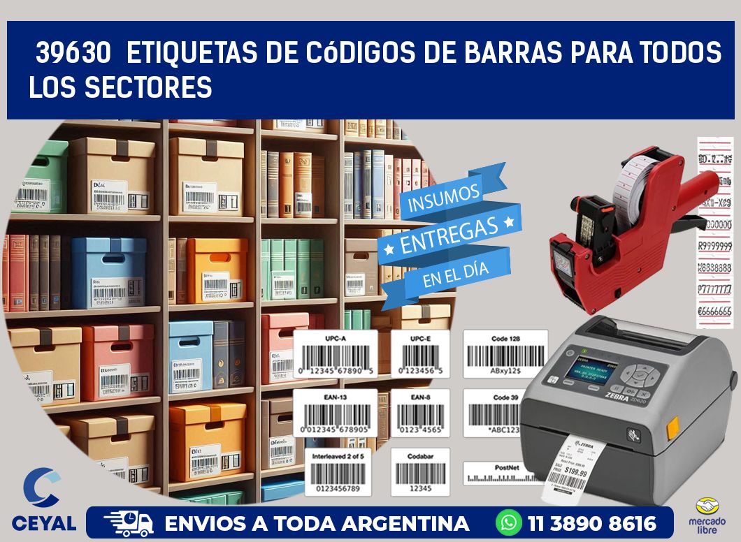 ️39630  Etiquetas de Códigos de Barras para Todos los Sectores