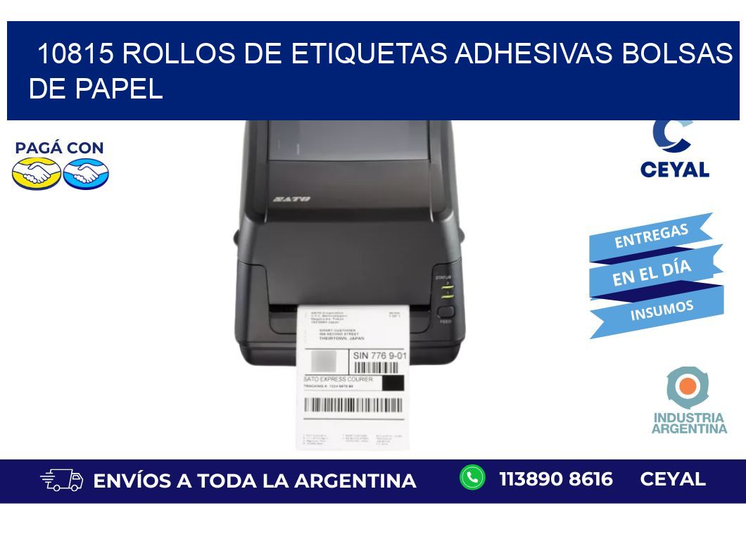10815 rollos de etiquetas adhesivas bolsas de papel