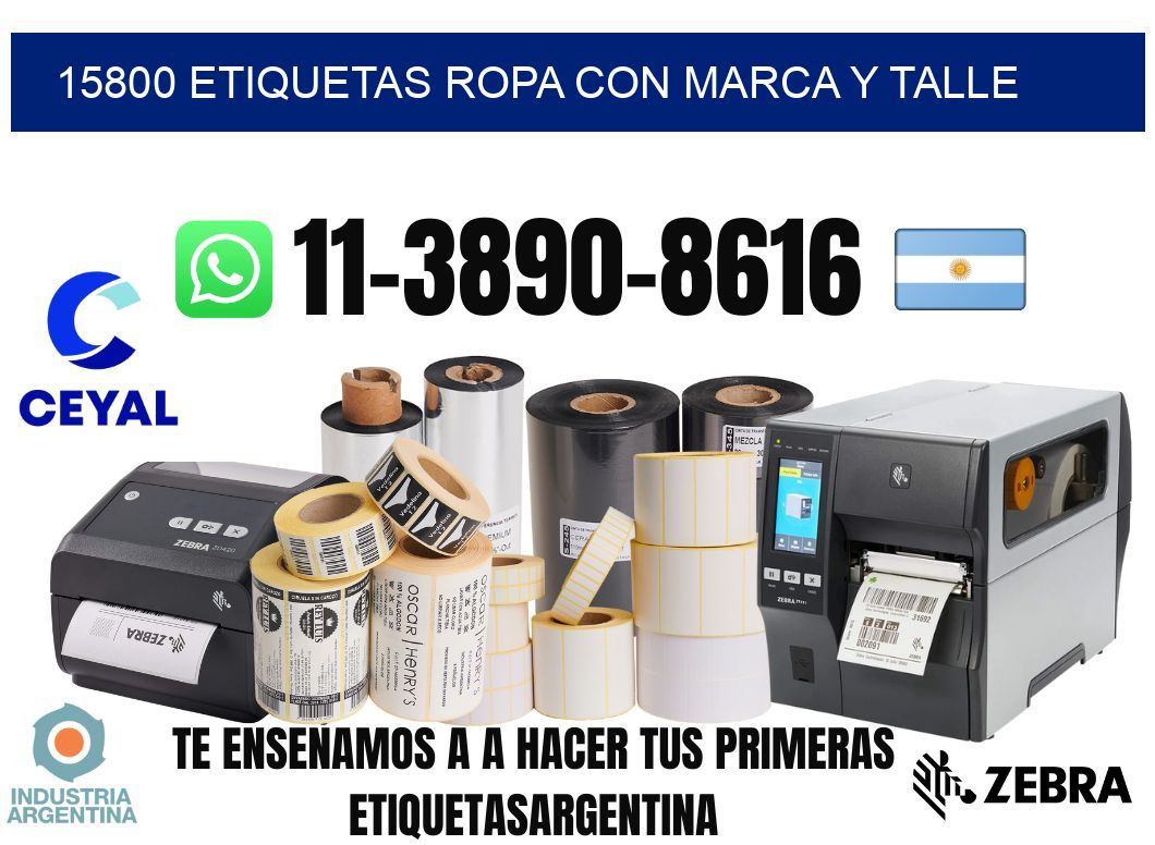 15800 Etiquetas ropa con marca y talle