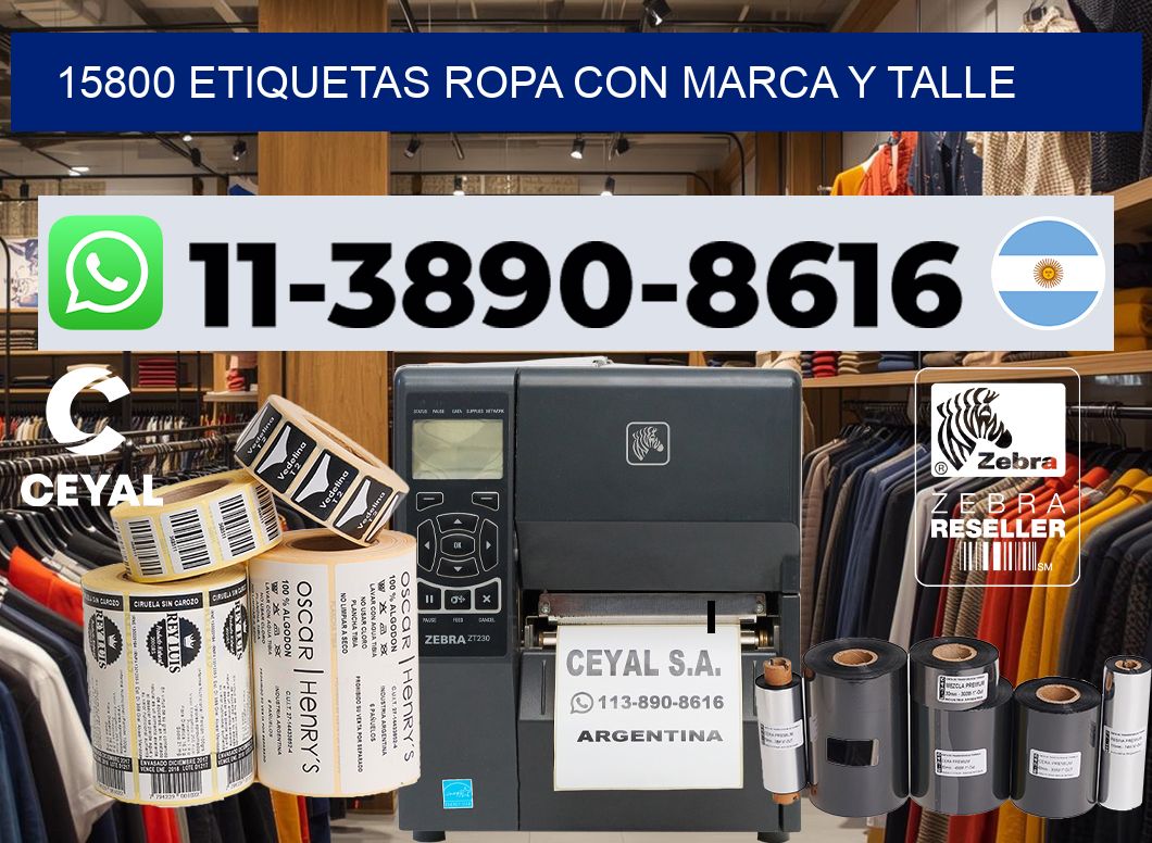 15800 Etiquetas ropa con marca y talle