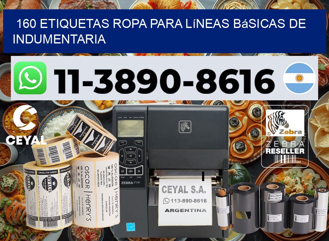 160 Etiquetas ropa para líneas básicas de indumentaria