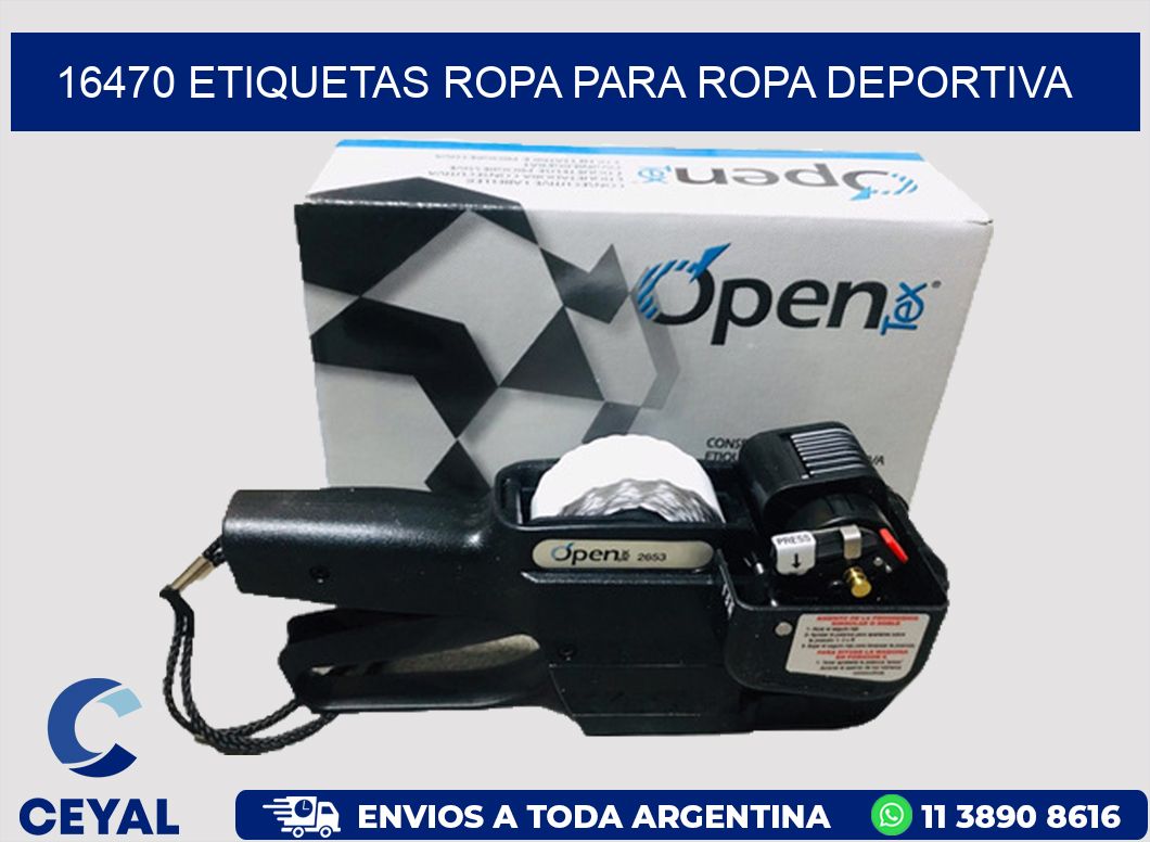 16470 Etiquetas ropa para ropa deportiva