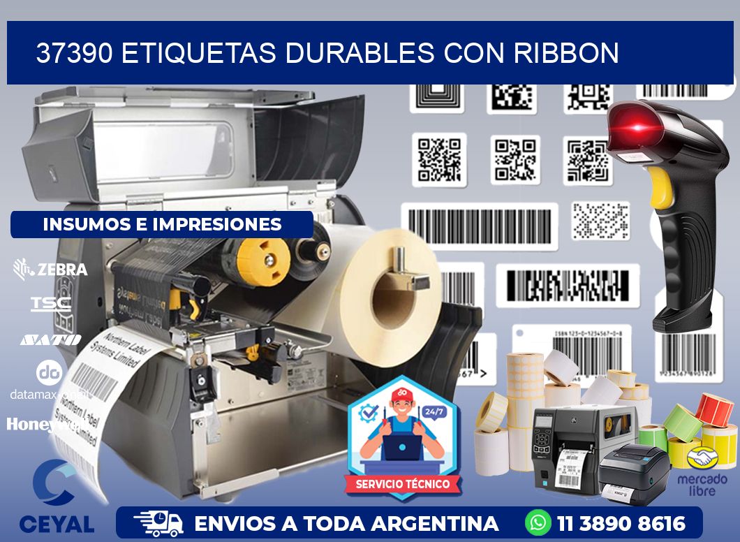 37390 etiquetas durables con ribbon