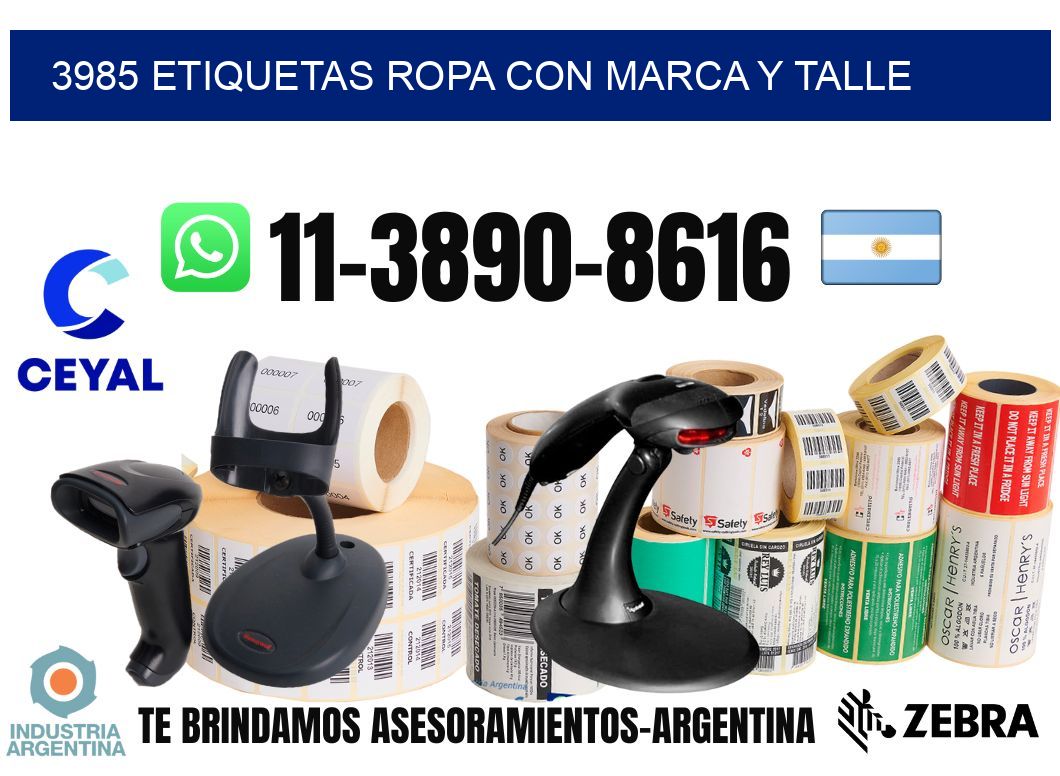 3985 Etiquetas ropa con marca y talle
