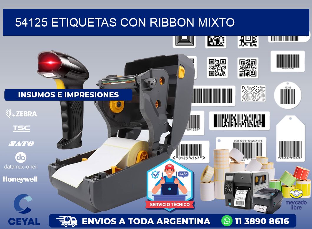 54125 etiquetas con ribbon mixto