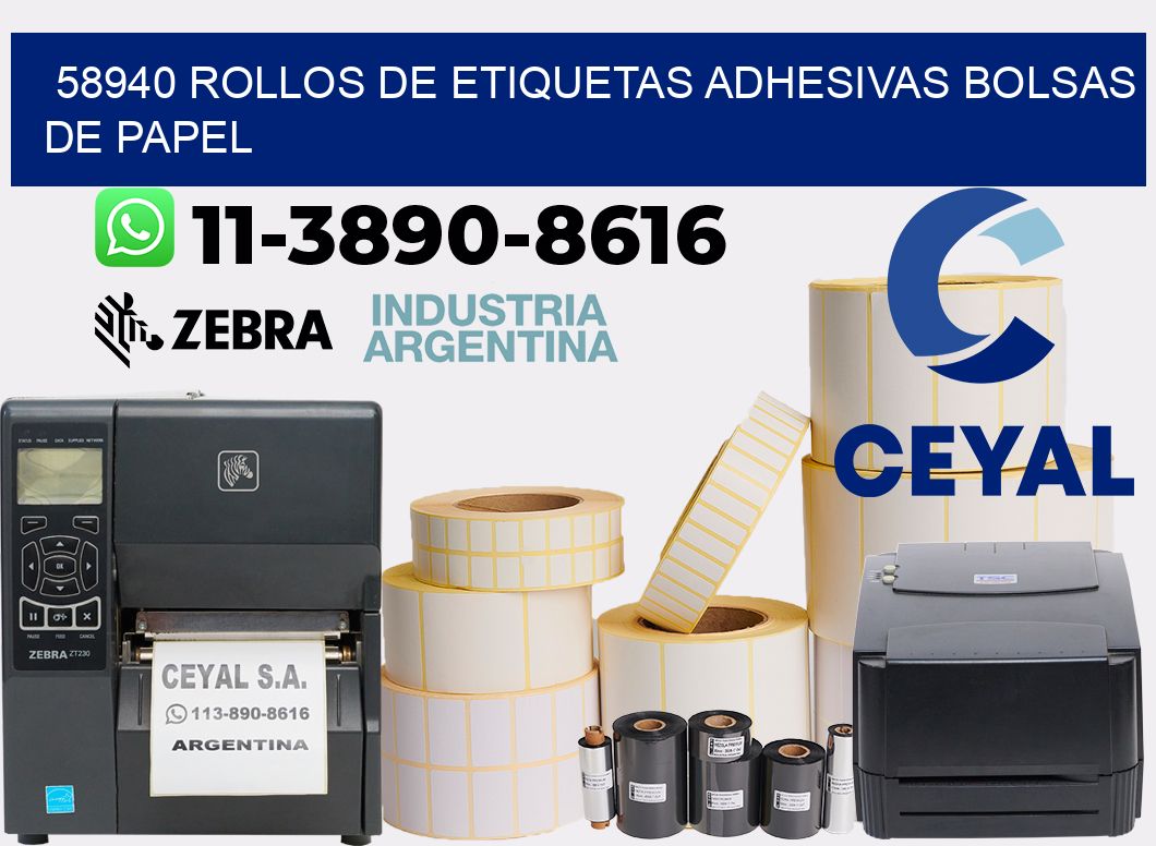 58940 rollos de etiquetas adhesivas bolsas de papel