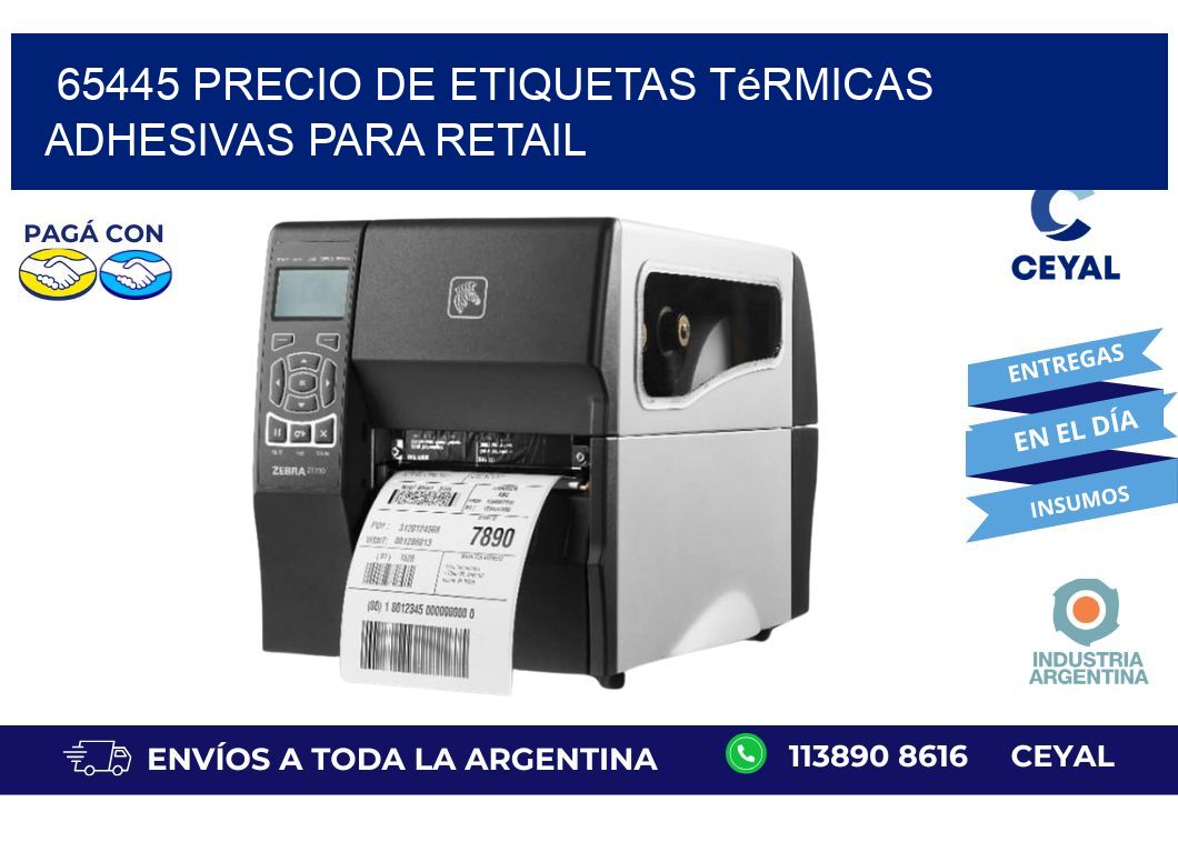 65445 precio de etiquetas térmicas adhesivas para retail