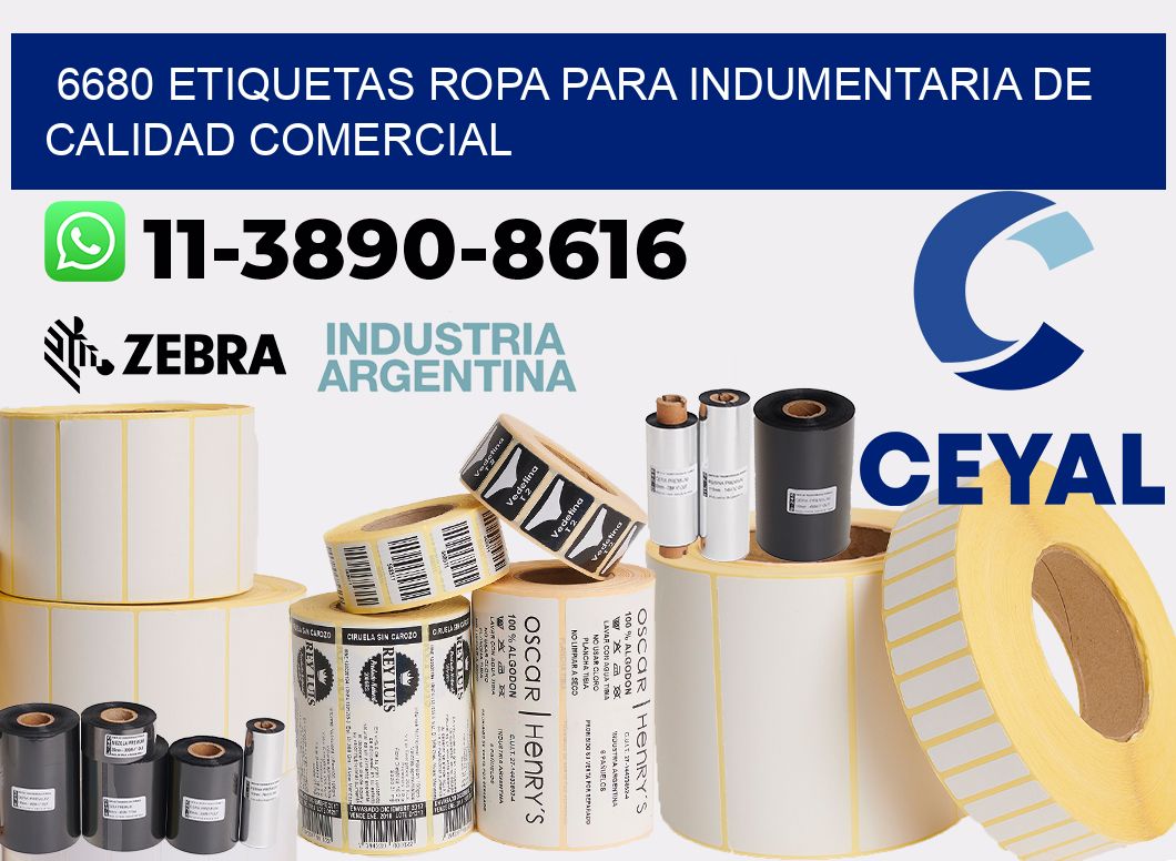 6680 Etiquetas ropa para indumentaria de calidad comercial