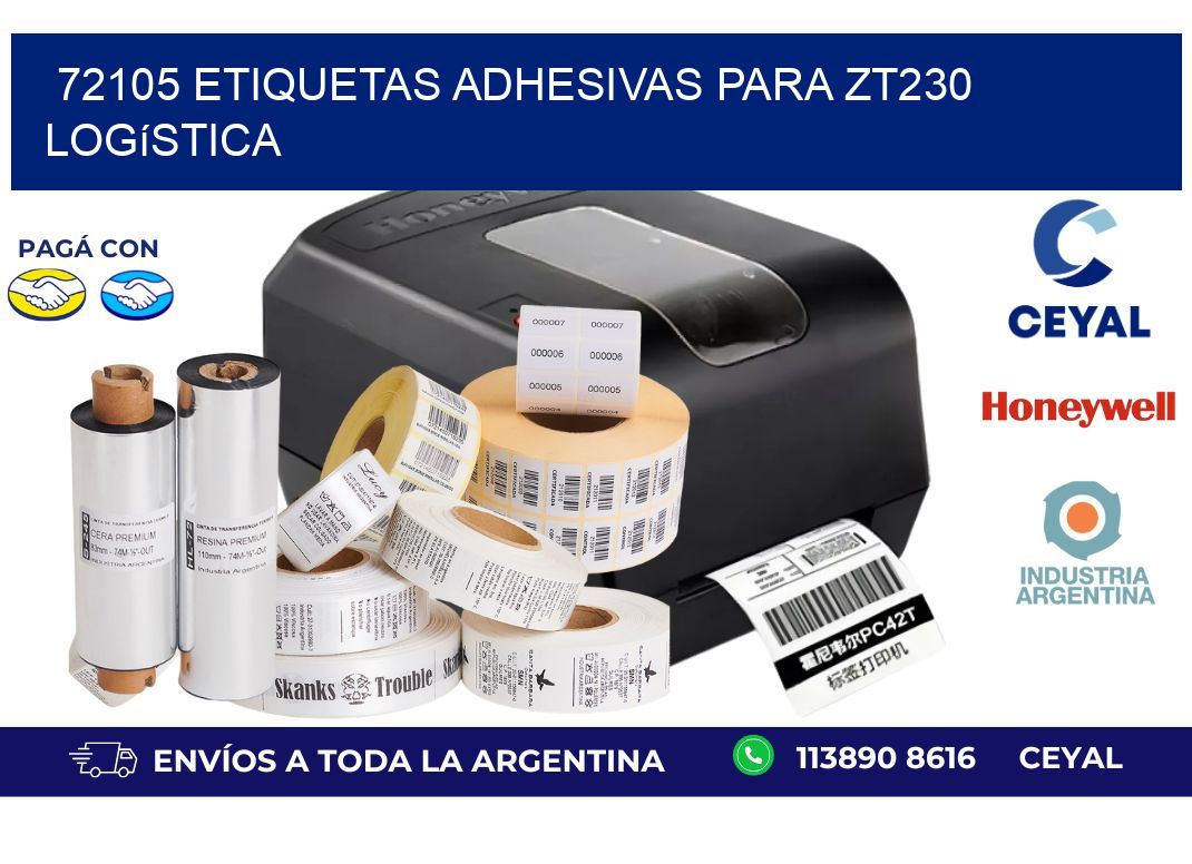 72105 etiquetas adhesivas para zt230 logística