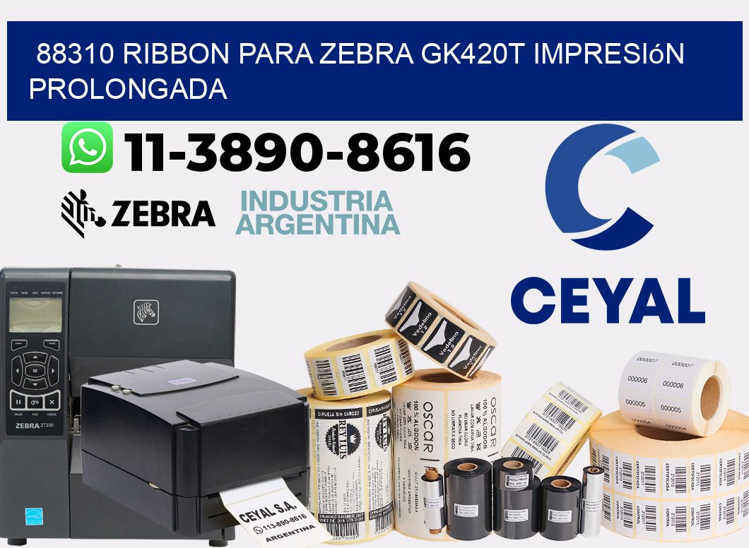 88310 ribbon para zebra gk420t impresión prolongada