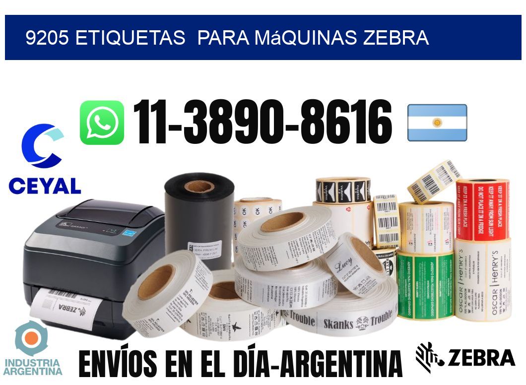 9205 etiquetas  para máquinas Zebra