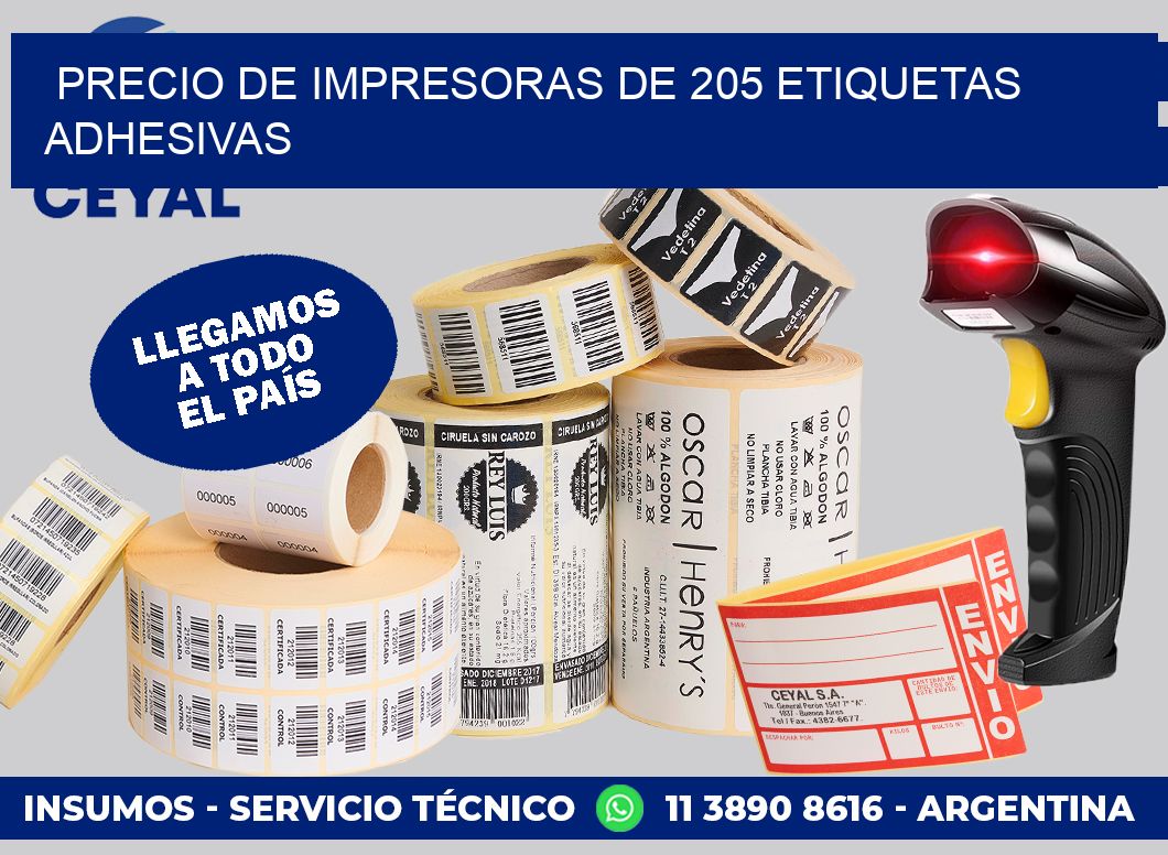 precio de impresoras de 205 etiquetas adhesivas