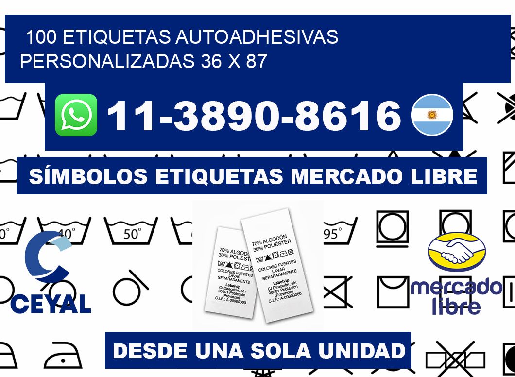 100 Etiquetas autoadhesivas personalizadas 36 x 87