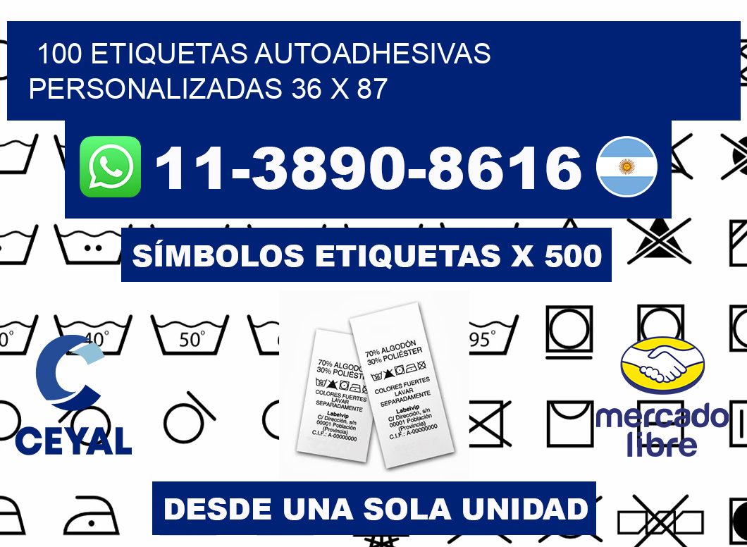 100 Etiquetas autoadhesivas personalizadas 36 x 87