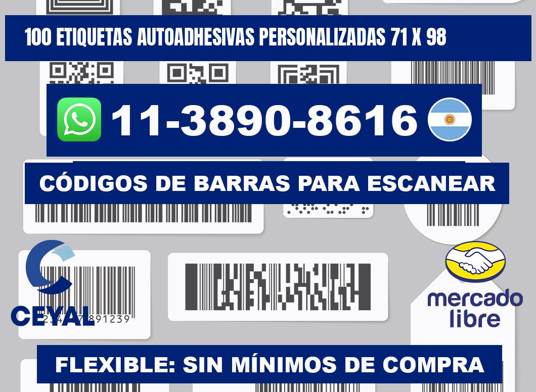 100 Etiquetas autoadhesivas personalizadas 71 x 98