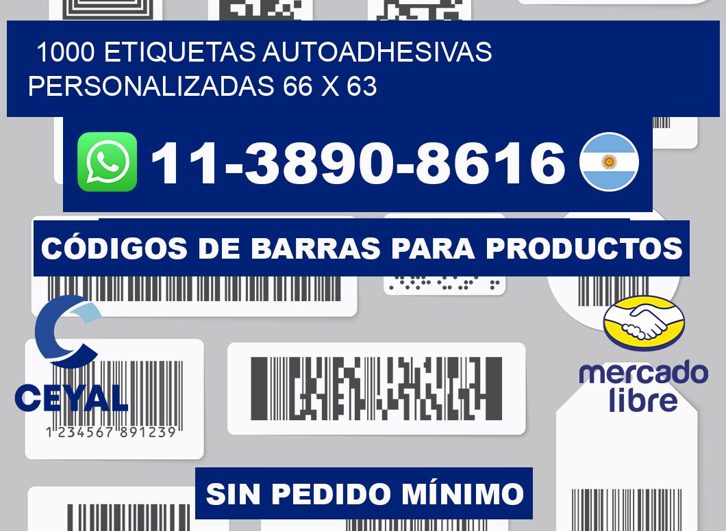 1000 Etiquetas autoadhesivas personalizadas 66 x 63
