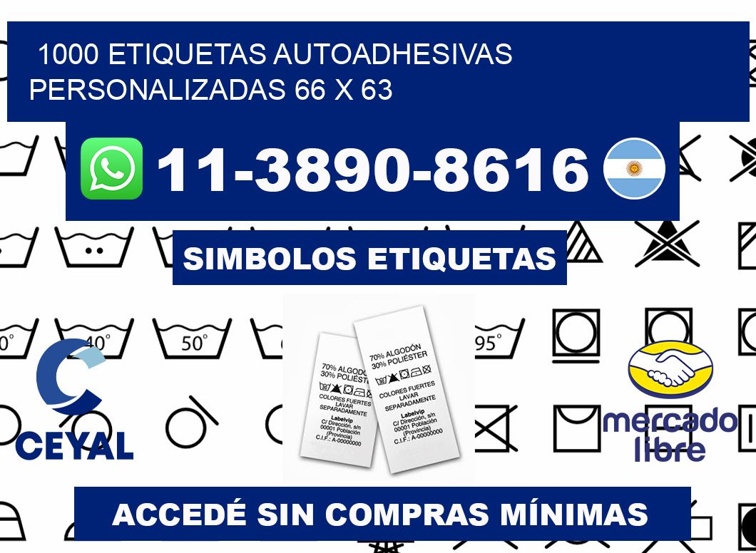 1000 Etiquetas autoadhesivas personalizadas 66 x 63