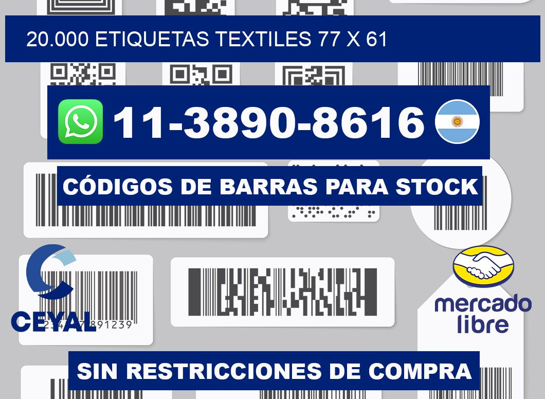 20.000 ETIQUETAS TEXTILES 77 x 61
