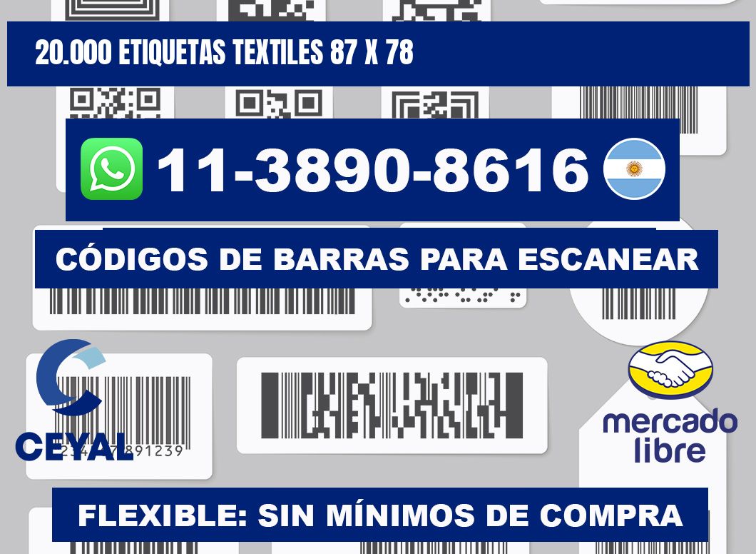 20.000 ETIQUETAS TEXTILES 87 x 78