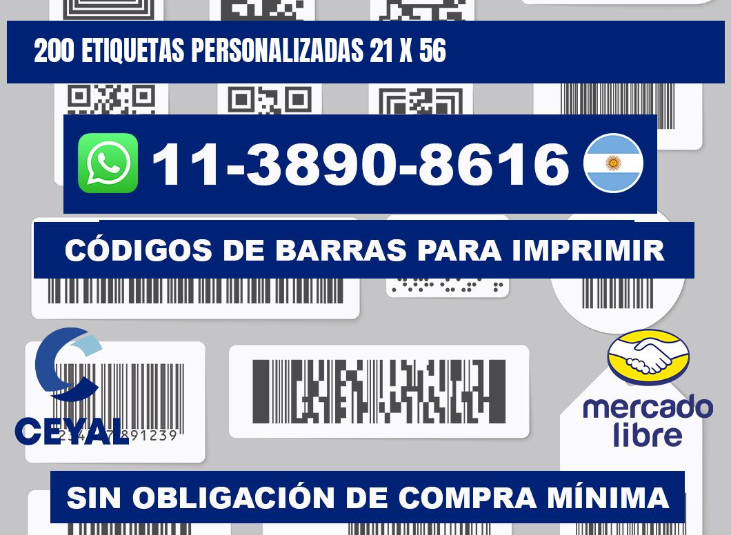 200 ETIQUETAS PERSONALIZADAS 21 x 56