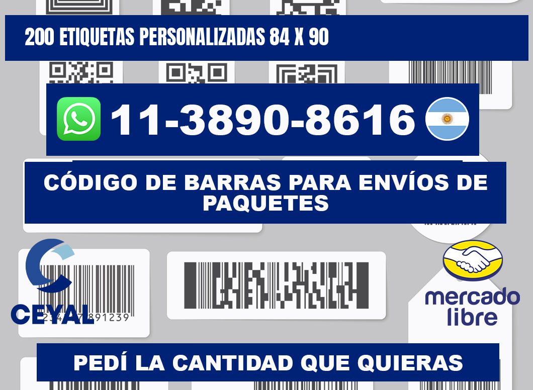 200 ETIQUETAS PERSONALIZADAS 84 x 90