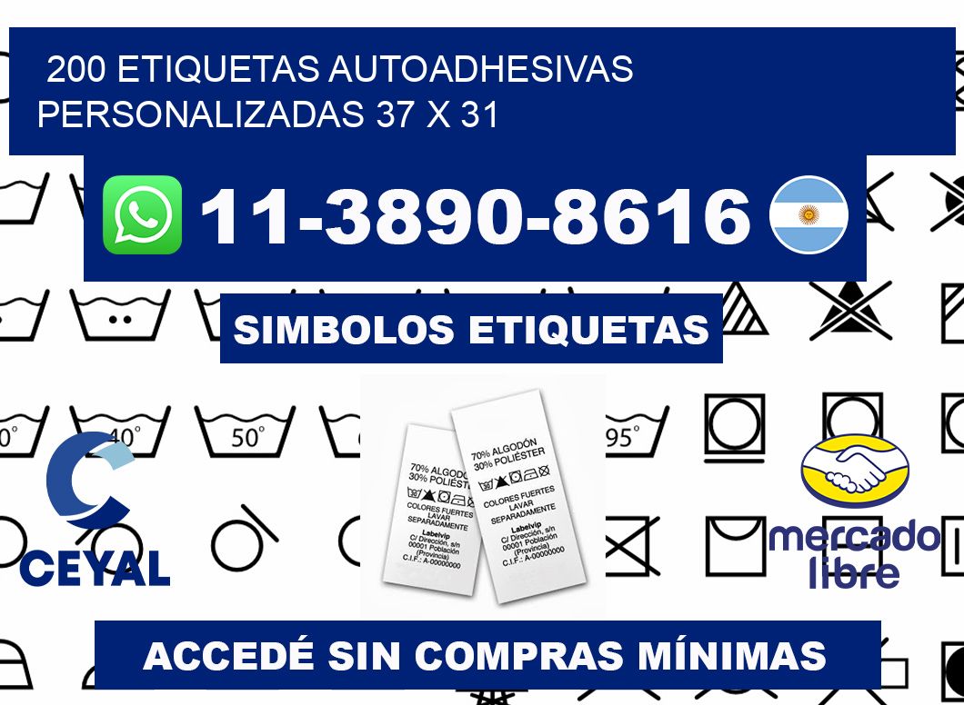 200 Etiquetas autoadhesivas personalizadas 37 x 31