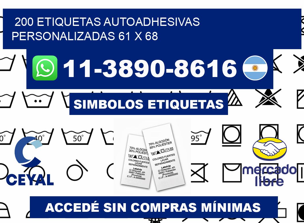 200 Etiquetas autoadhesivas personalizadas 61 x 68