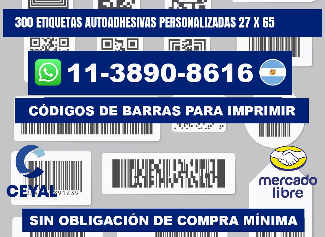 300 Etiquetas autoadhesivas personalizadas 27 x 65