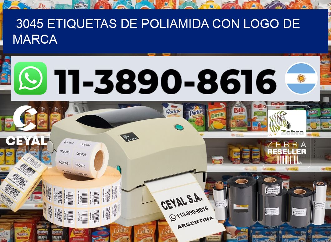 3045 Etiquetas de poliamida con logo de marca