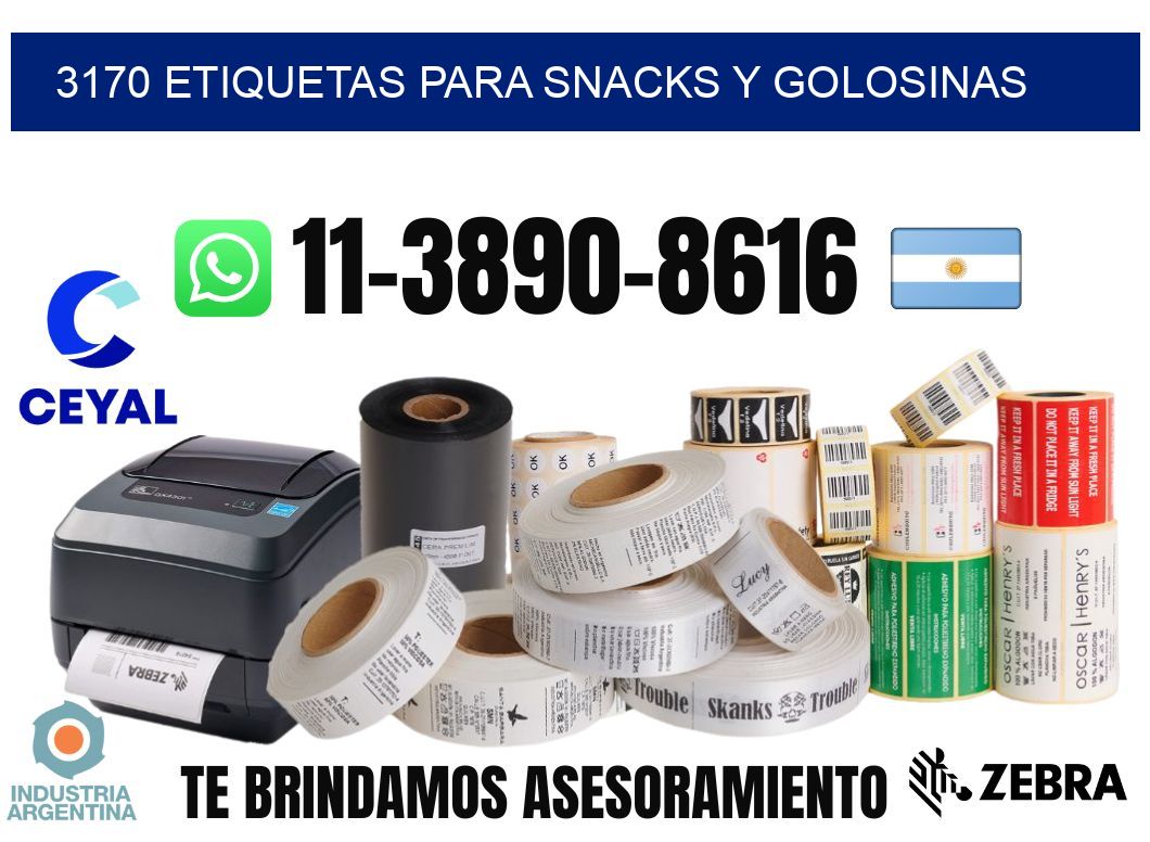 3170 Etiquetas para snacks y golosinas