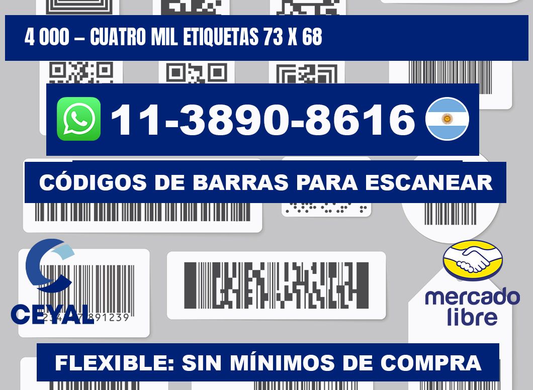 4 000 — cuatro mil etiquetas 73 x 68