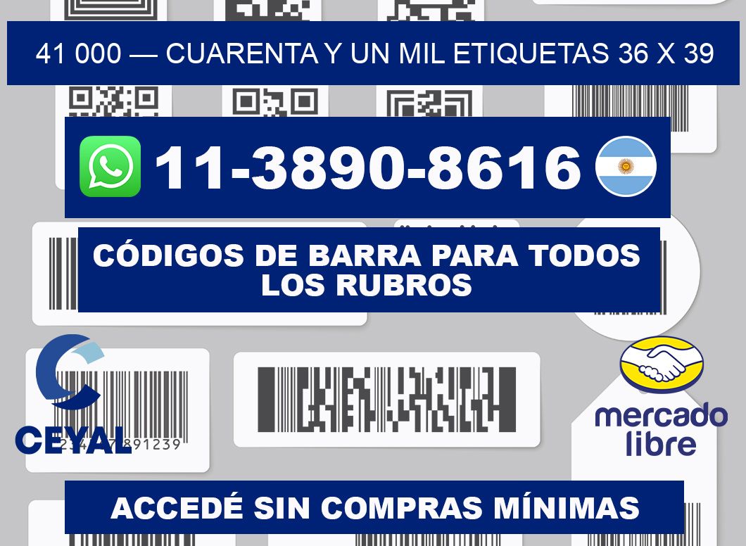 41 000 — cuarenta y un mil etiquetas 36 x 39