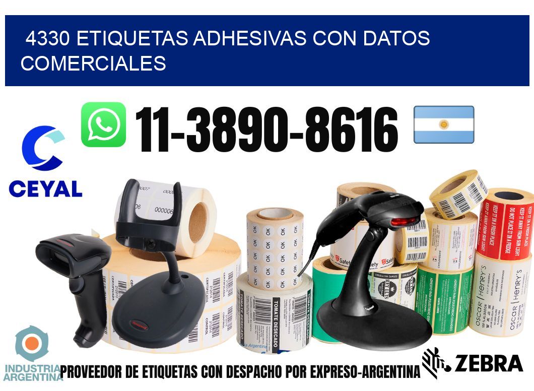 4330 Etiquetas adhesivas con datos comerciales