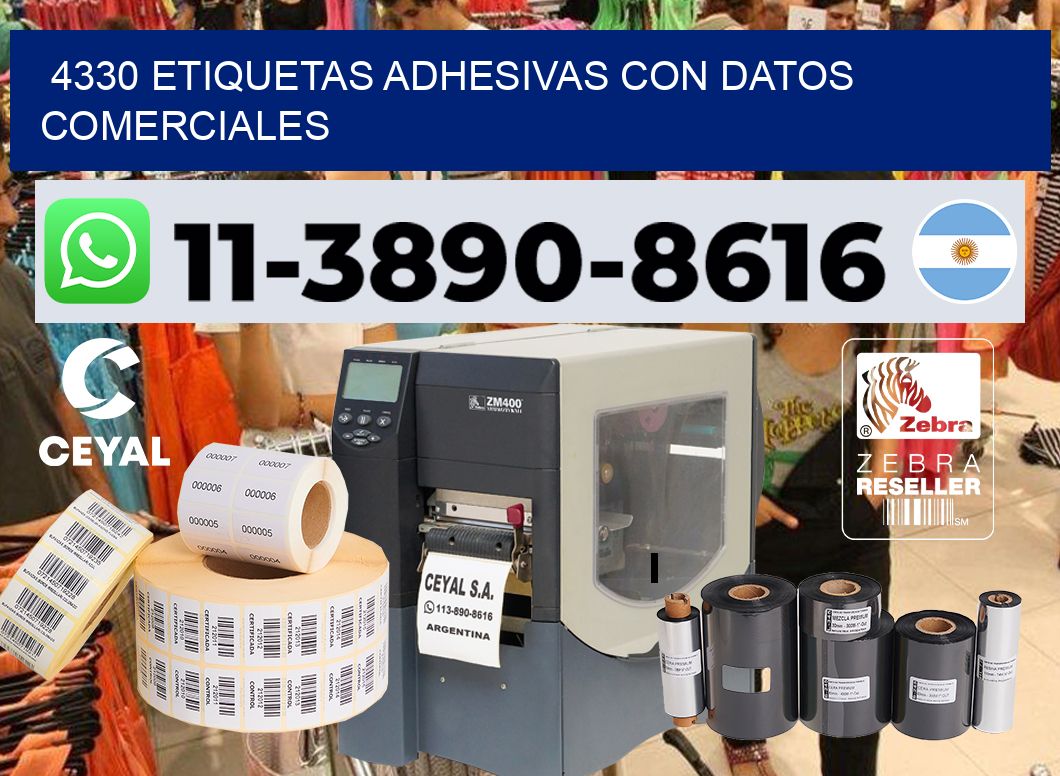 4330 Etiquetas adhesivas con datos comerciales