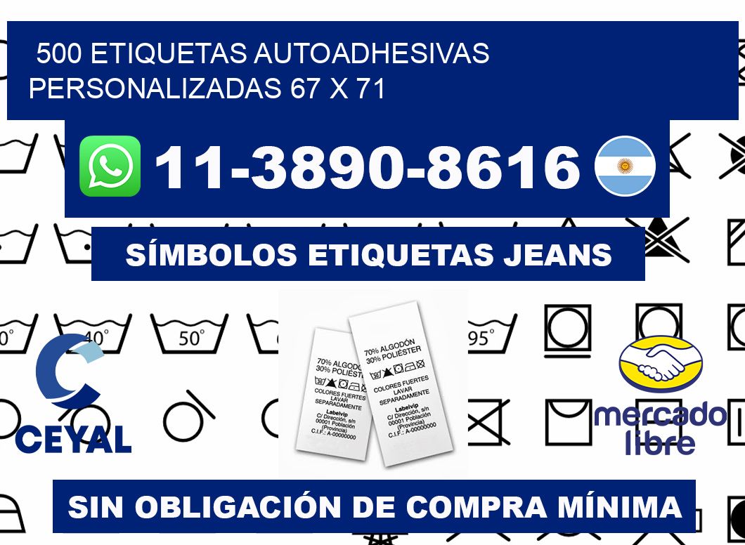 500 Etiquetas autoadhesivas personalizadas 67 x 71