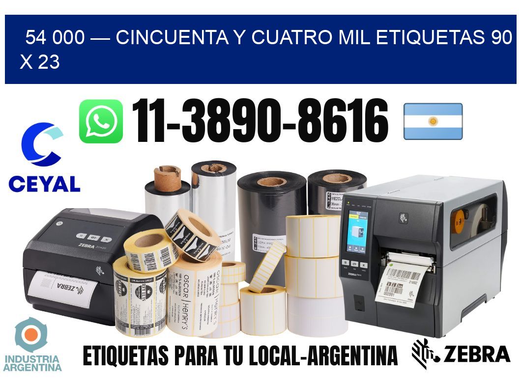 54 000 — cincuenta y cuatro mil etiquetas 90 x 23