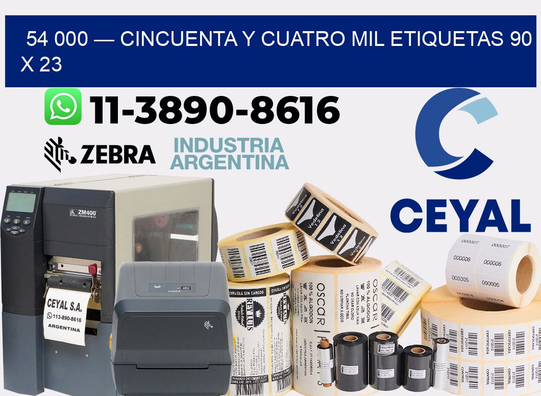 54 000 — cincuenta y cuatro mil etiquetas 90 x 23
