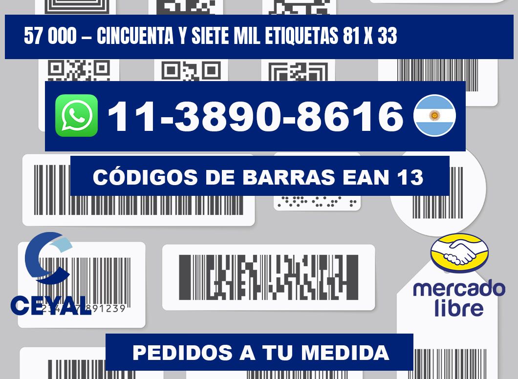 57 000 — cincuenta y siete mil etiquetas 81 x 33
