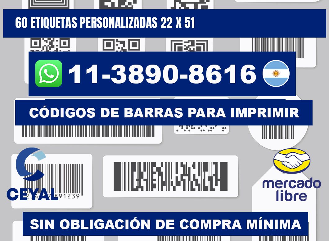 60 ETIQUETAS PERSONALIZADAS 22 x 51