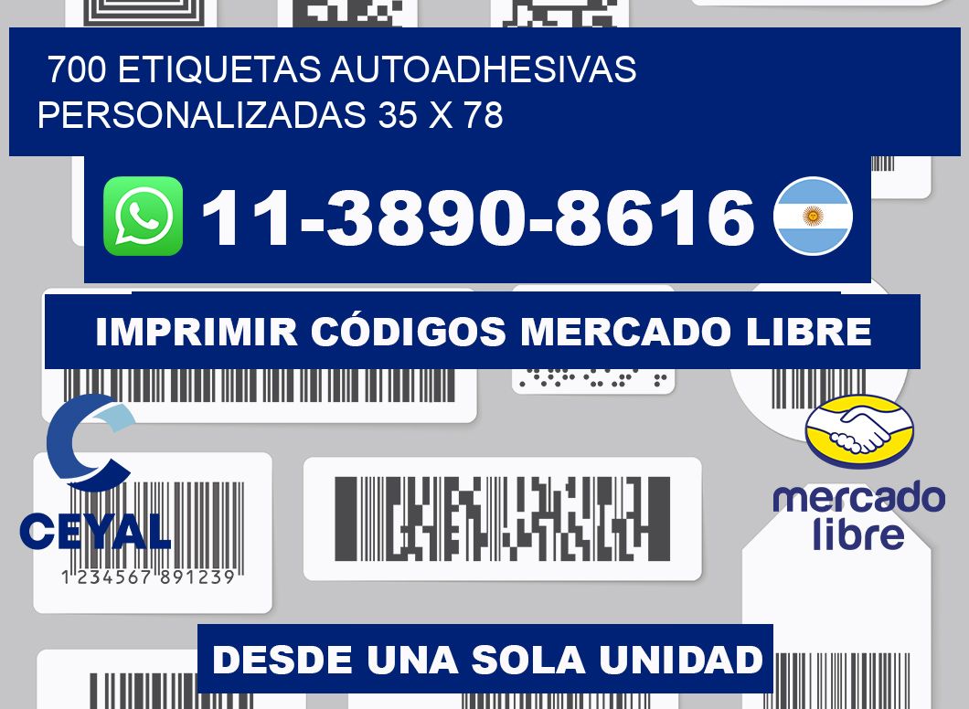 700 Etiquetas autoadhesivas personalizadas 35 x 78