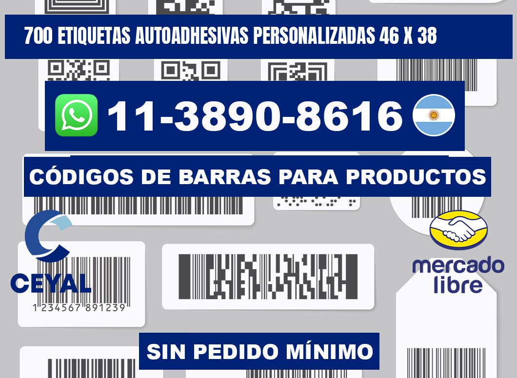 700 Etiquetas autoadhesivas personalizadas 46 x 38