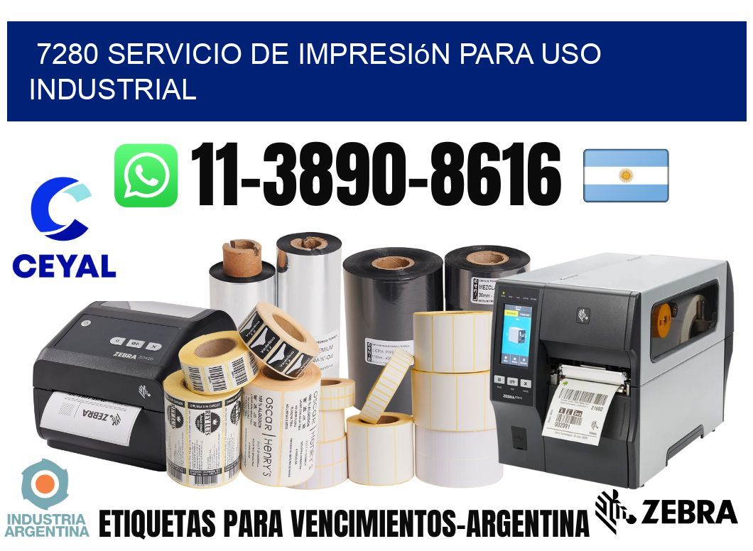 7280 Servicio de impresión para uso industrial