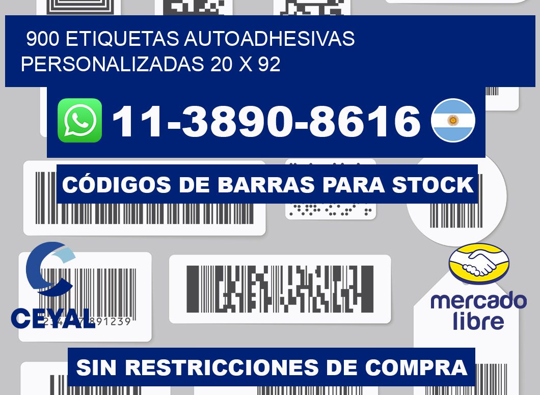 900 Etiquetas autoadhesivas personalizadas 20 x 92